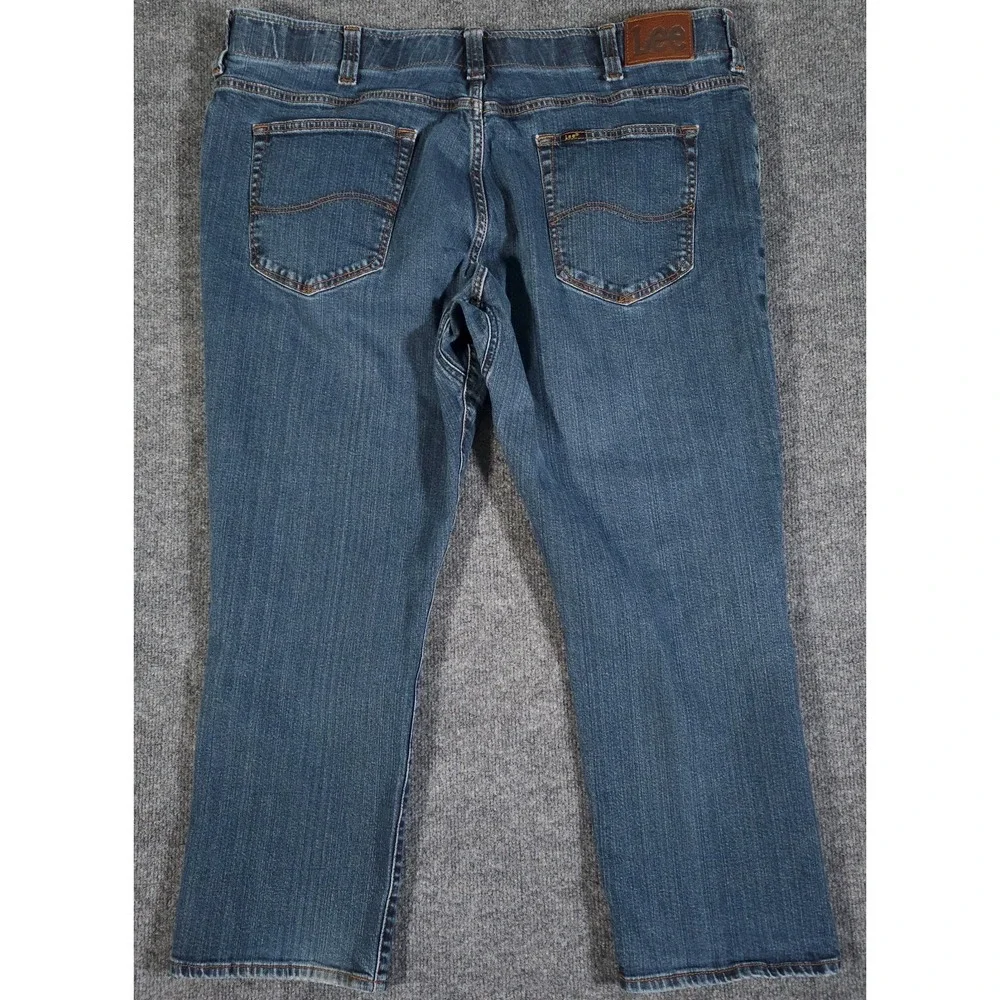Lee Extreme Motion Jeans Mens‎ 42x27 Blue Denim Straight Fit Tapered Leg Stretch